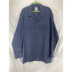Vintage Dickies Work Shirt Mens 3xLT Blue 90s Twill Mechanic Skater Logo
